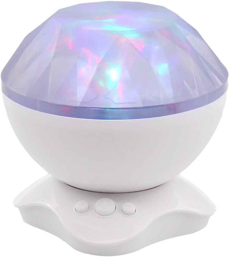 MKQPOWER Aurora Borealis Ceiling Projector with Built-in Stereo Speakers,Color Changing Led Night Light Lamp with Music to Enjoy Your Free time (White)