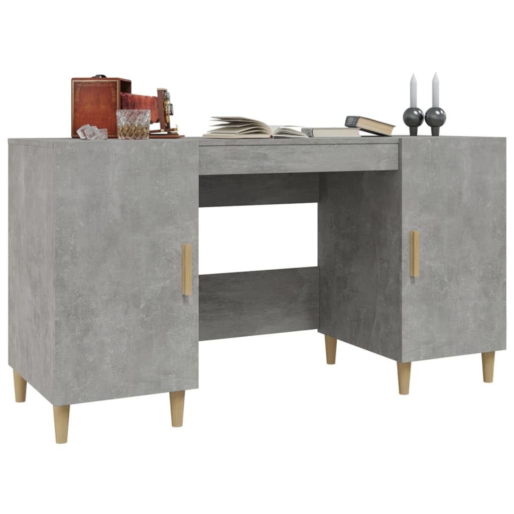 Scrivania grigio cemento 140 x 50 x 75 cm, robusto materiale in legno, versatile per computer desk per ufficio, design moderno con spazio di archiviazione, ideale per giochi, scrittura e studio