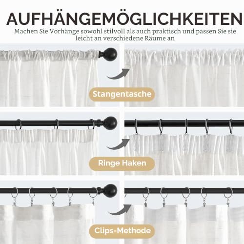 Deconovo Gardinen mit Kräuselband Voile Durchsichtig Vorhang Halbtransparent Dekoschal Vorhänge Kinderzimmer Leinenoptik Wohnzimmer – Ansicht 4