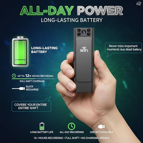 Image of Drumstone 1080P HD Portable Body Camera with Night Vision, Waterproof Wearable Action Camera, 360 Rotating Clip, Rechargeable Video Recorder for Security, Travel, Outdoor Activities & Daily Use