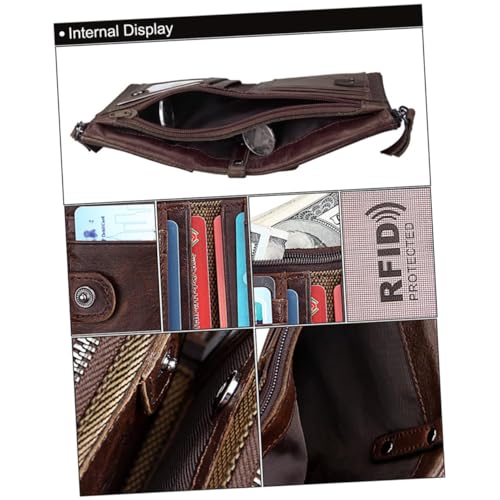 1pc Brown Leather Zipper Wallet for Men Short Multifunctional Purse Capacity for Cards Cash Stylish Design for Everyday Use2
