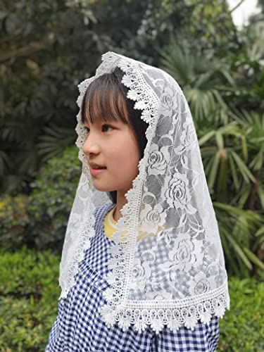 YHDDYG Girls Mantilla Veil Catholic Infinity First Communion Veil for Girls Flowergirl Veils Head-wrap for Girls C14