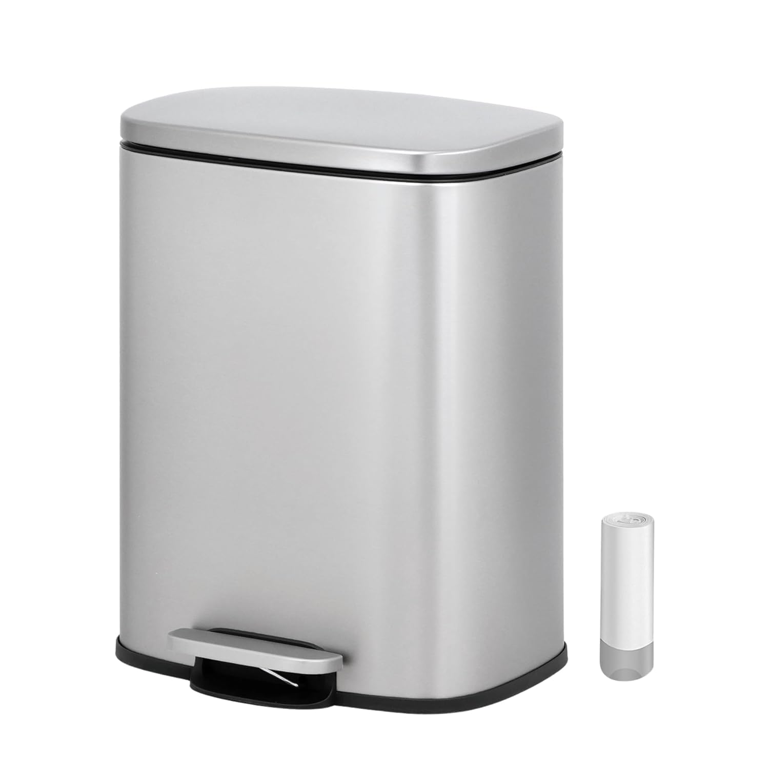 Vidacharmy 20L Recycling Bin – Fingerprint-Proof Stainless Steel Trash Can with Soft-Close Lid and Pedal. Kitchen Waste Bin, Large Capacity, Includes 20 Trash Bags