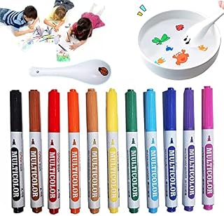 12-color Magical Water Painting Pen with Spoon Maker Pens Doodle Tools for Kids Floating Painting Pen Watercolor Marker Pens Erasable Washable DIY Imagine