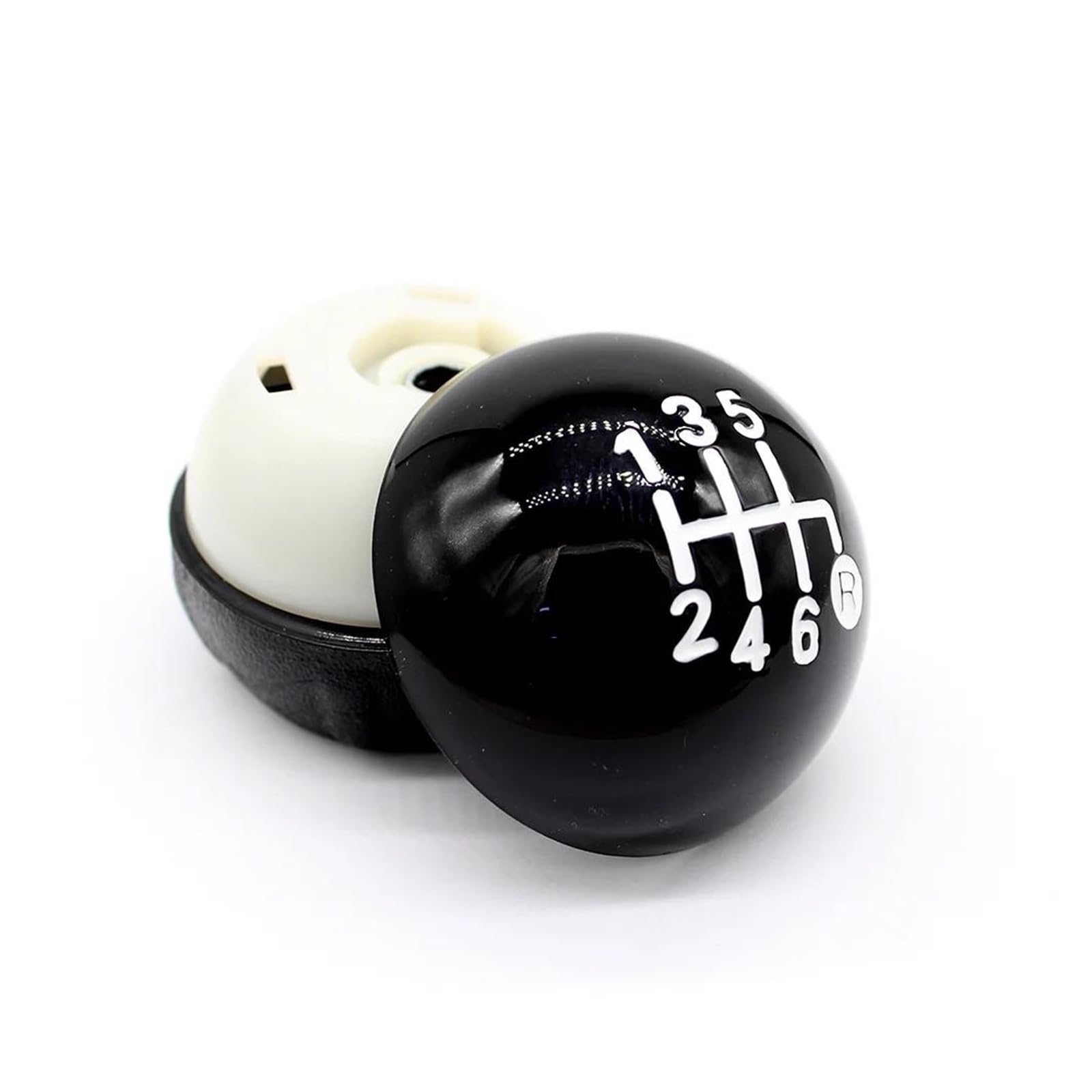 WLNWERDPKK Gear Shift Knob 1PCS for Fiat 500 500c 2012-2013 Black Silver 5/6 Speed Shift Knob Gear Knob Stick Knob(Black 6 Speed)