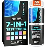 AquaDoc 7-in-1 Spa & Hot Tub Test Strips - 50 Pool Test Strips for pH, Chlorine, Hardness, Bromine, Cyanuric Acid, Alkalinity