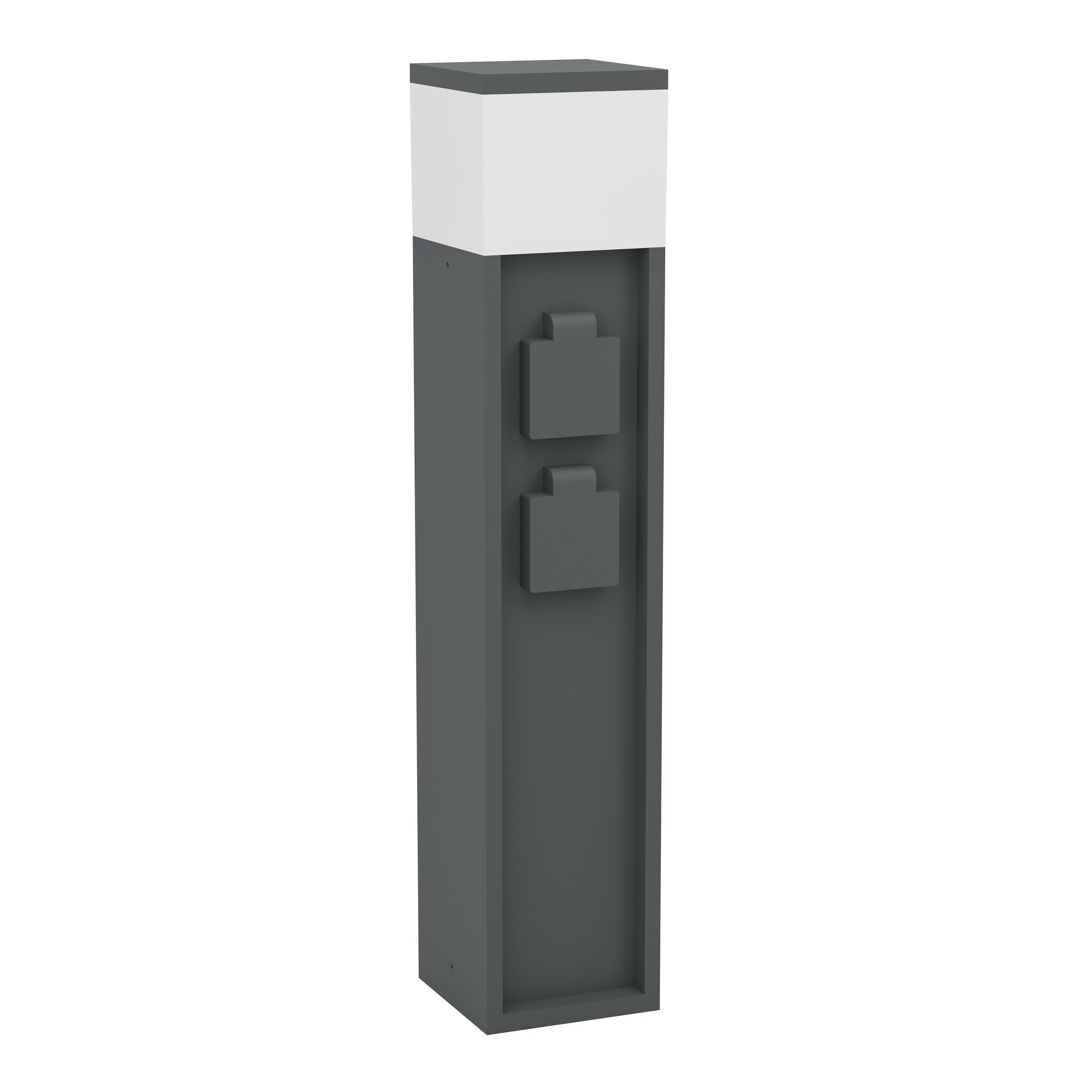 EGLO Outdoor Steckdosensäule mit Licht Park 5, Verteilersteckdose für Erdkabel, Außenleuchte mit Gartensteckdose, Stromverteiler außen mit 2 Steckdosen, Aluminium in Anthrazit, IP54