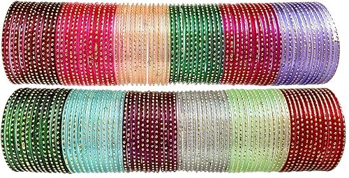 Multicolor traditional Glass bangles set of 144 for womens and girls (TRANS 144,)-image-26