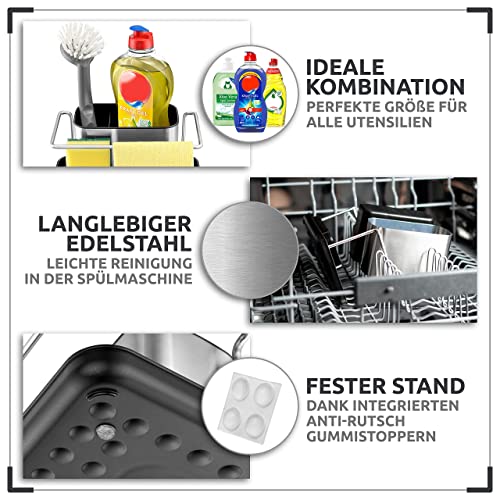 DoLinda® Spülbecken Organizer schwarz Edelstahl - SPÜLFLASCHEN bis 500ml - rutschfest & Spülmaschinen geeignet… - Image 5