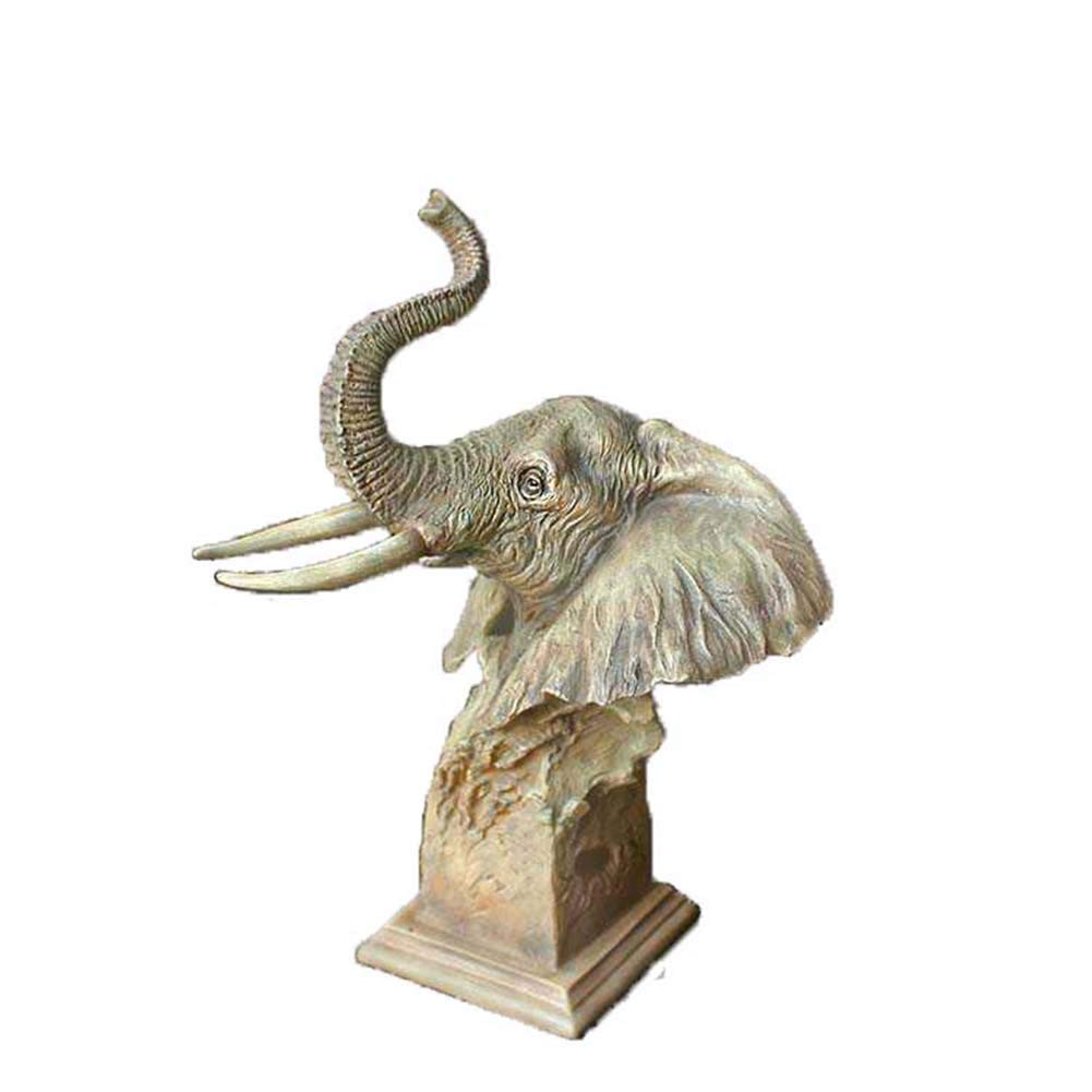 Escultura de cabeza de elefante, modelo de cabeza de animal, estatua de busto de simulación, resina, manualidades, colección de arte, buena decoración
