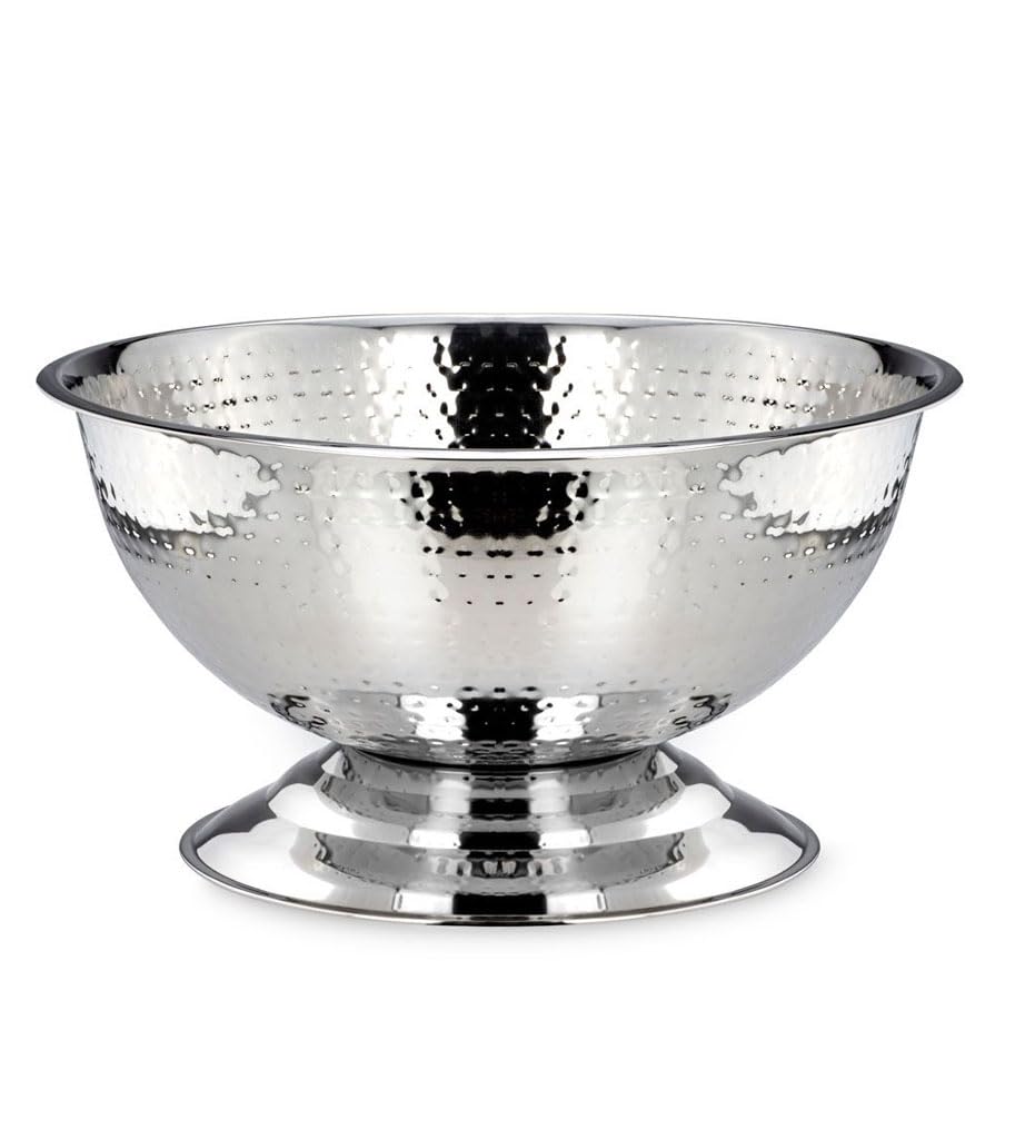 Enfriador de champán de acero inoxidable martillado, enfriador de botellas grande y cubo de hielo sobre pie, enfriador de bebidas para vino, vino espumoso y botellas, elegante bandeja para bebidas