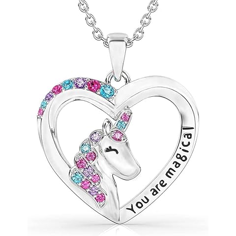 ALPHA01 Unicorn Heart Pendant Necklace for Girls Cover