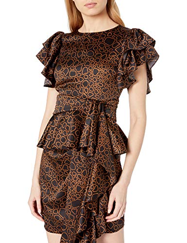 House of Harlow 1960 Women's ANDREEA TOP, Noir Abstract, X-Small