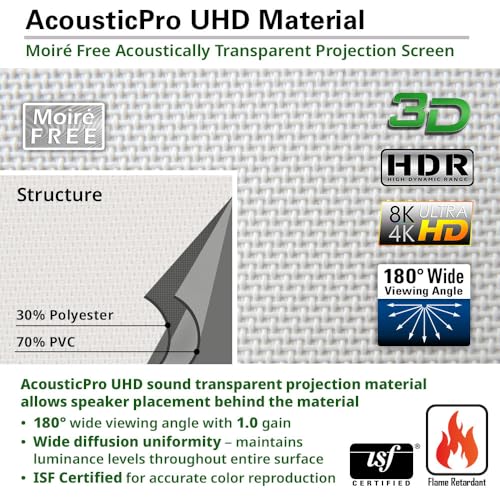 Image of Elite Screens Acoustically Sound Transparent Spectrum Electric AcousticPro UHD,125-INCH Motorized Projector Screen Moire-Free Perforated Weave Home Movie Cinema, ELECTRIC125H2-AUHD