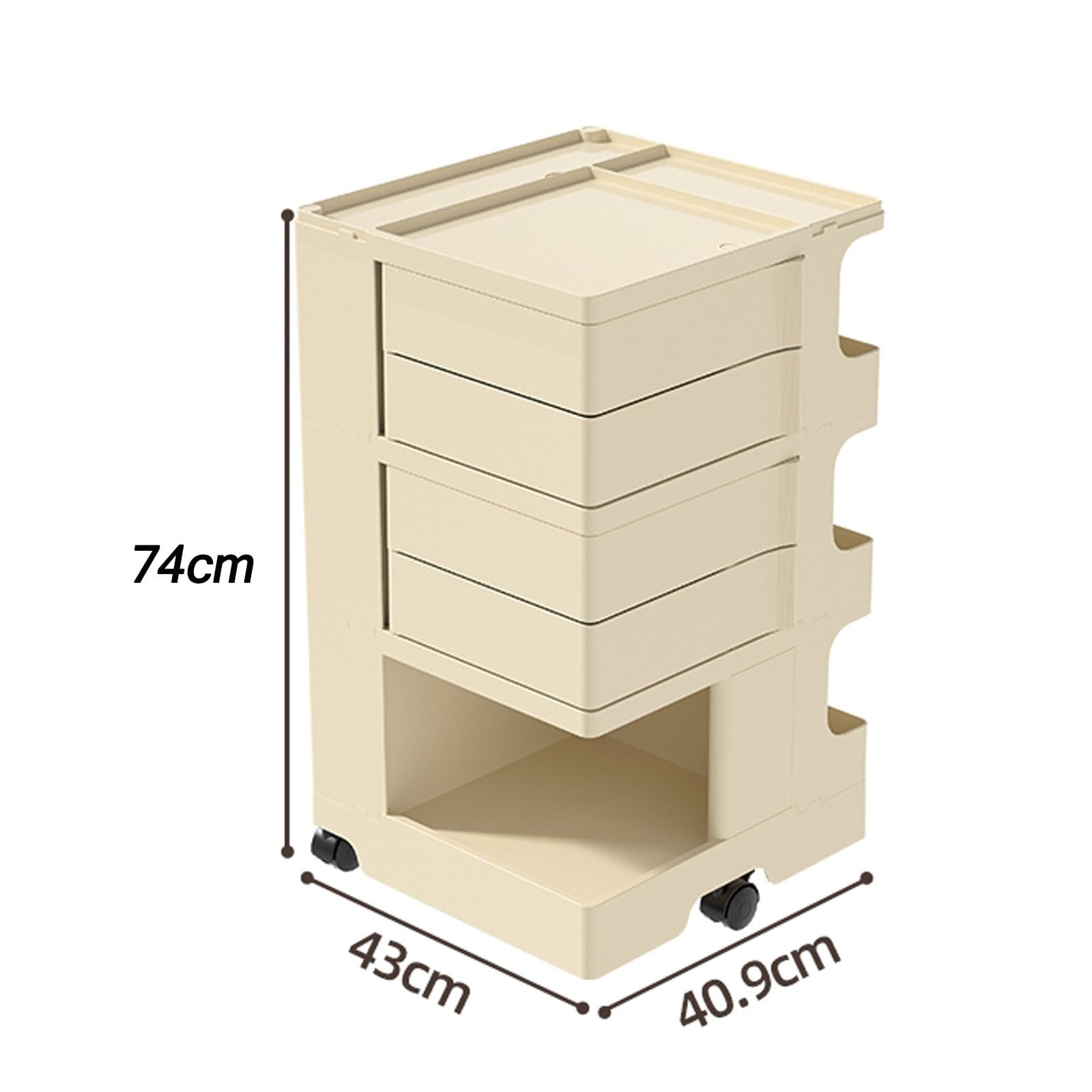 Carritos Auxiliares con Ruedas, Gran Capacidad, Material ABS, Gabinete Multifunción Giratorio Sin Instalación, Dos y Tres Pisos Son Opcionales (Size : Three Layer)