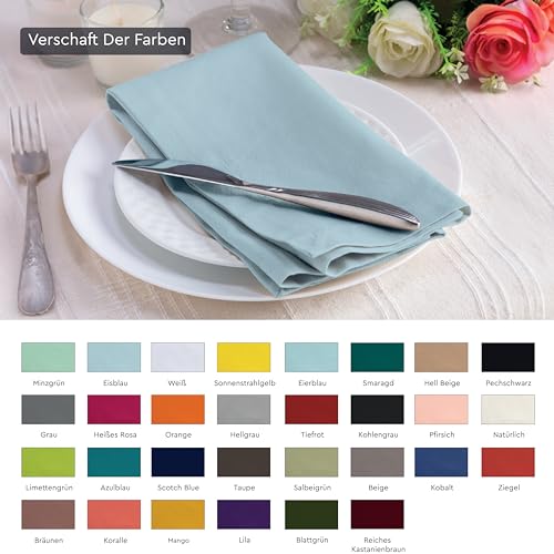 Image of Encasa Kitchen Dining Table Napkins 6 Pack (43x43 cm) 100% Cotton Premium Quality, Washable, Square - Reusable Solid Dinner Cloth Napkins for Home, Restaurants, Parties & Everday Use - Ice Blue.