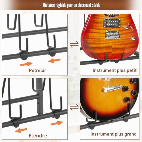 Stand guitare réglable au sol Bikoney pour protéger vos instruments du basculement - 5