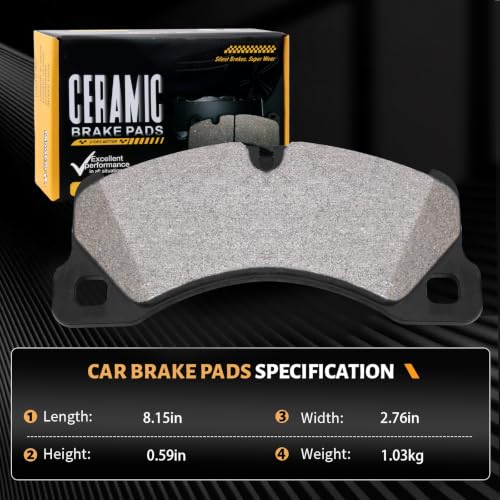 Image of D1349 Front Ceramic Brake Pads Kit Fit For Porsche Cayenne 2028-2016, For Porsche Macan 2016-2017, For Porsche Panamera 2010-2016, For Volkswagen Touareg 2011-2017
