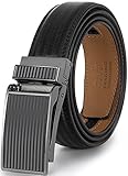 Marino Avenue Men’s Genuine Leather Ratchet Dress Belt with Linxx Buckle, Enclosed in an Elegant Gift Box - Black - Style 139 - Adjustable from 28