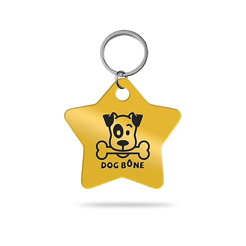 MACOS Engraved Personalised Star Pet Tag for Dogs and Cats [Golden]