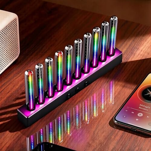 Audio Visualizer Gadget Rechargeable RGB Sound Activated Light Bar 250 Pixels Music Spectrum Analyzer Display Car Interior Lights Ambient with Game Room Decor for Boys Unique Gifts (E2-Rechargeable)