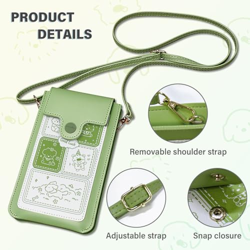 Phone Wallet Bag, Leather Touchable Cross Body Phone Bag Lovely Phone Bag Purse with Snap and Strap Phone Bag Wallet for Girls Ladies (Brown)3