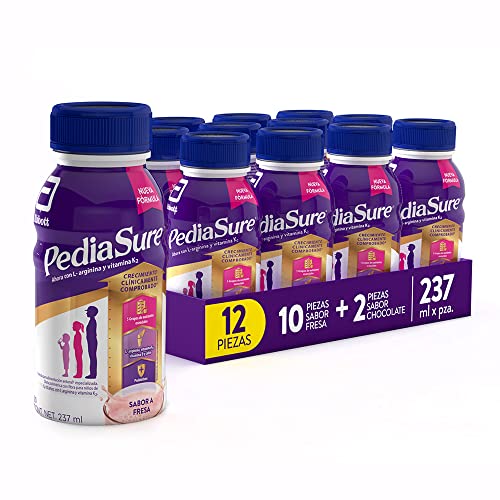 Barras Y Bebidas, Drugstore Pediasure Multisabor 237ml, Caja con 12 piezas, Fórmula para Alimentación Especializada, Multisabor 10 Fresa + 2 Chocolate