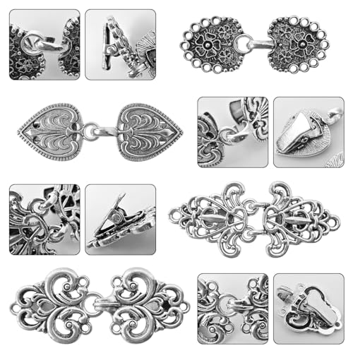 J.CARP Dress Clips Sweater Clips Shawl Clips for Women, Vintage Cardigan Clip, Girls Brooch Clips for Clothing Pack of Four, Silver Gray by J.CARP - Image 3