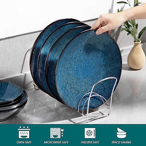 Tafelservice 4 Personen, vancasso 16 tlg BUBBLE Kombiservice Set aus Steingut, Geschirrset im Vintage Aussehen, Beinhaltet Schalen, Kaffeetassen, Dessertteller und Speiseteller für 4/8/12 Personen