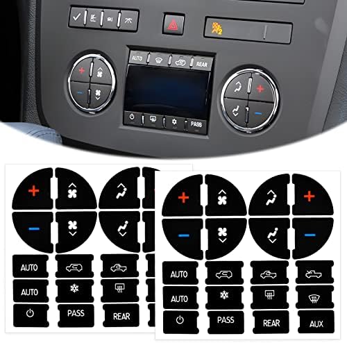 2 Pack AC Dash Button Repair Kit, Best for Fixing Ruined Faded A/C Control Buttons, Compatible with Chevy, Car SUV Van Truck Accessories, Decal Replacement Fits Select 07-14 GM Vehicles