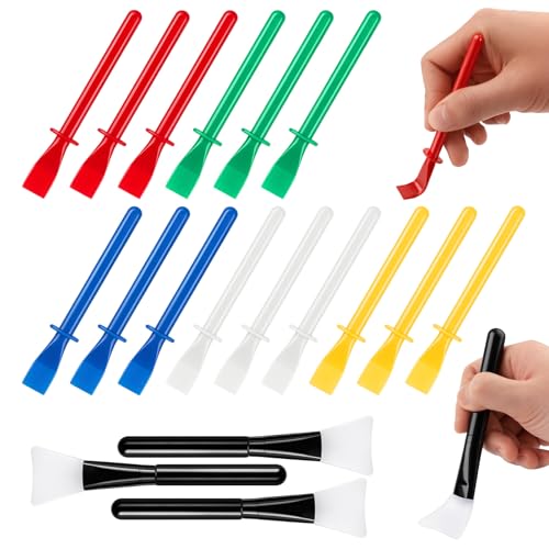 18 Pcs Silicone Glue Brush and Plastic Spreader Tool Set Colored Plastic Glue Applicators for Woodworking Crafts Epoxy Adhesive Application DIY Timber and Handicrafts Durable and Easy-to-Clean
