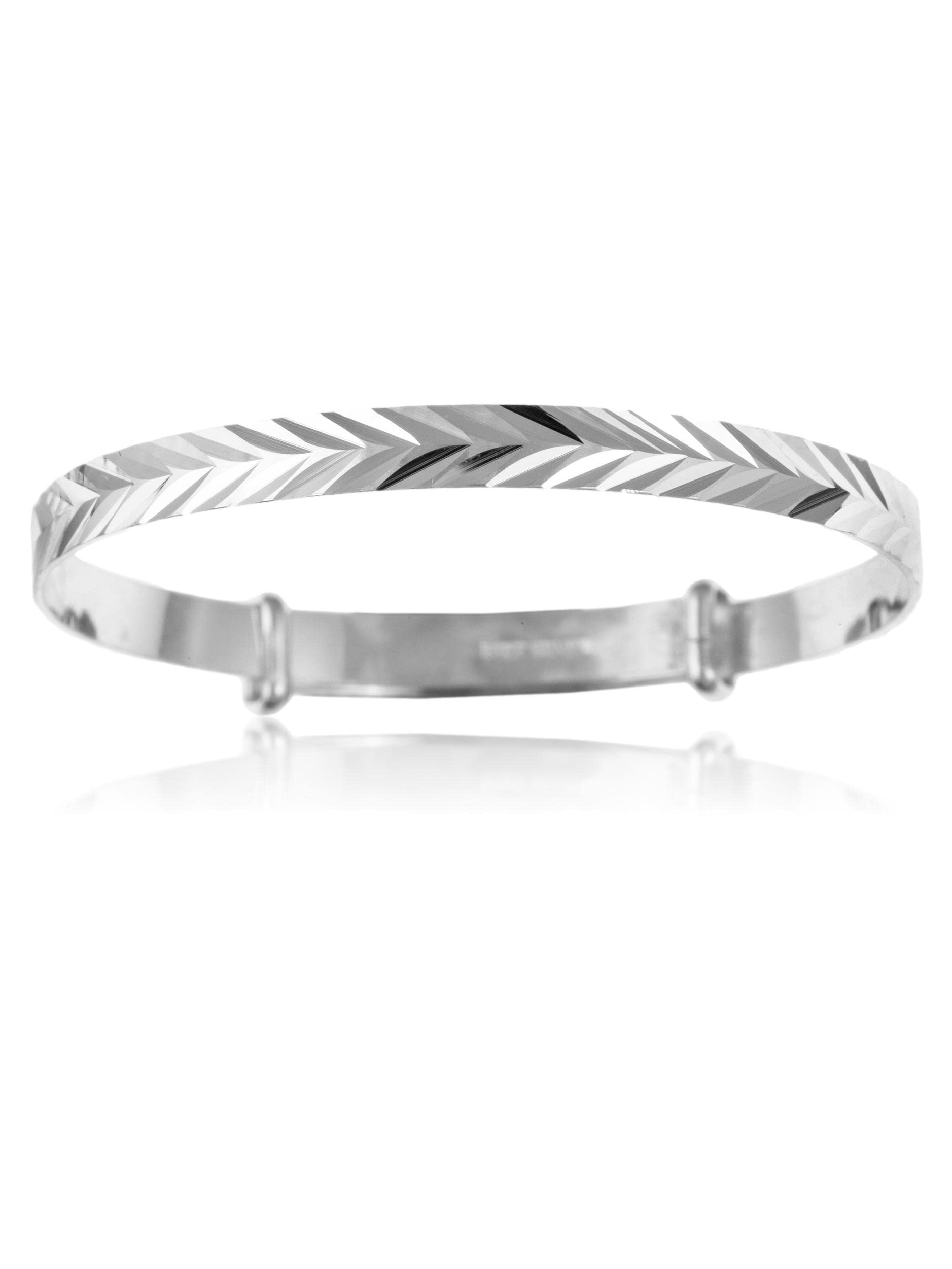 Designer Inspirations Boutique Engraved/Embossed Repeat Pattern Expanding/Expandable/Adjustable Bangle Bracelet for Baby/Child/Children/Women - 925 Sterling Silver - Childrens Jewellery