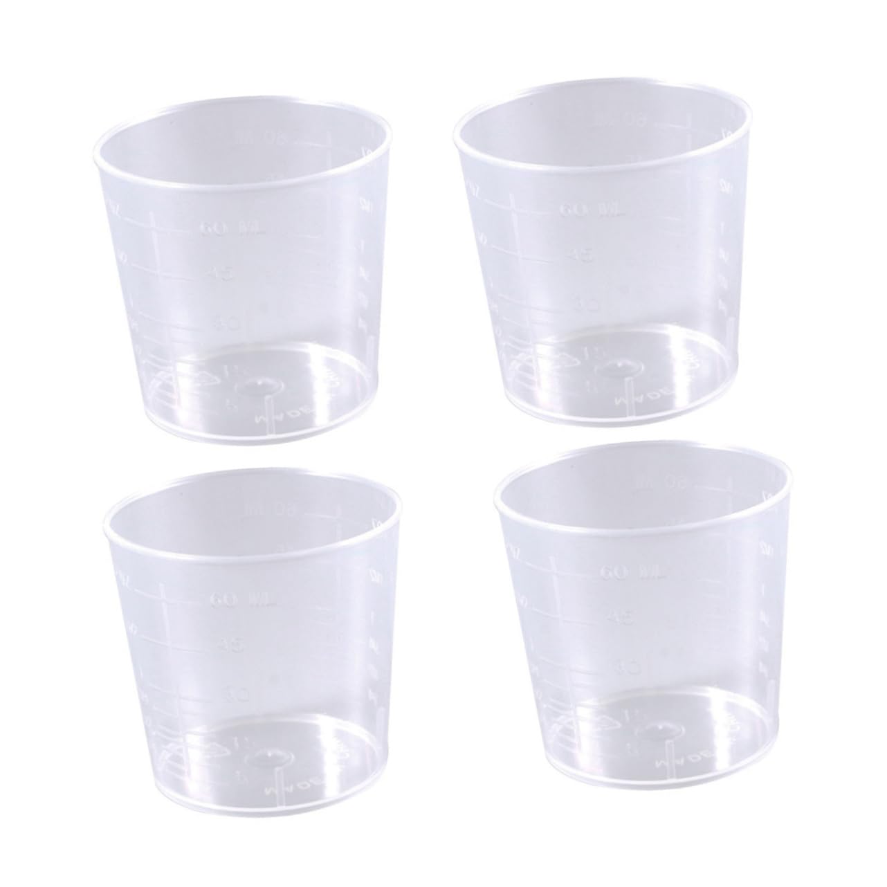 KICHOUSE 60ml Plastic Graduated Measuring Cups Set 25pcs Liquid Measuring Cup for Household