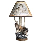 Pointhx Kreative manuelle Wald Wolf Harz Tischlampe Retro nostalgische Edison E27 Schreibtisch Licht Kunst Leinen Schatten Desktop-Beleuchtung für Büro Studie Studio Schlafzimmer