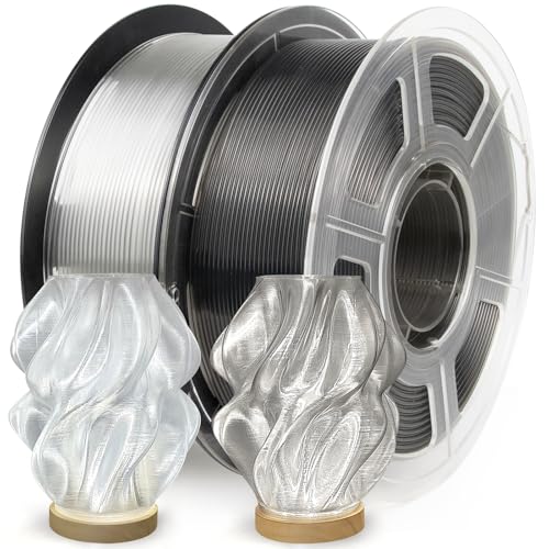 Image of IEMAI Clear PETG Filament 1.75mm 2KG Bundle, 1KG x 2 Spools Transparent & Smoke Gray, Glossy Transparent Finish PETG 3D Printer Filament for Lampshades, Home Decor & DIY Models