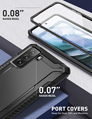 Image of Clayco Polycarbonate Xenon Cover Case for Samsung Galaxy S21 Plus 5G, [Built-in Screen Protector] Full-Body Rugged Cover Case Compatible for Fingerprint Reader, 6.7 inches 2021 Release (Black)