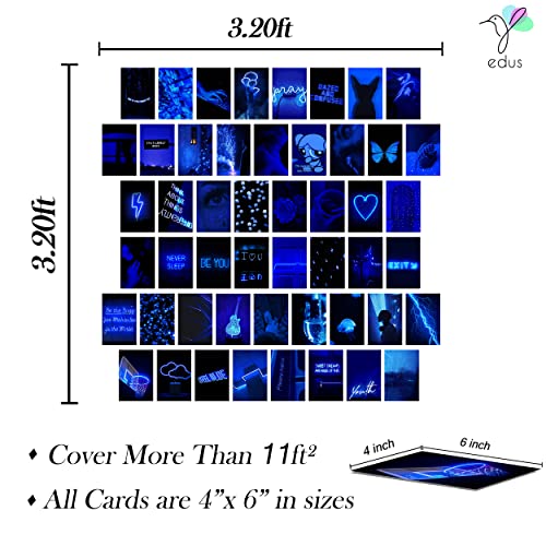 EDUS Neon Blue Posters for Aesthetic Room Decoration Blue Wall Decor Collage Kit Prints, 50pcs 4x6 inch - Image 3
