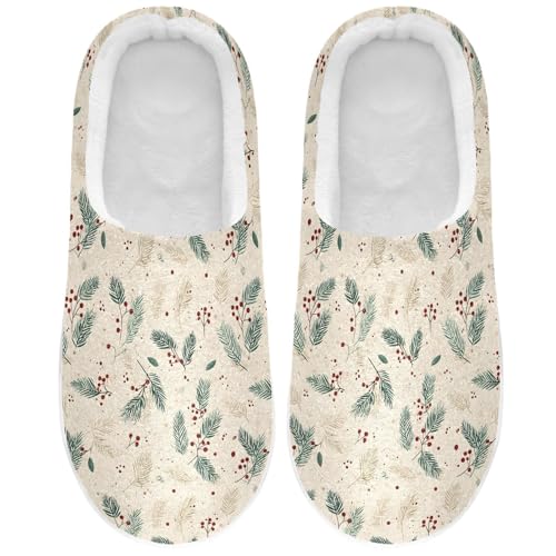 Fuzzy Memory Foam Slippers for Women/Men Leaves Fruit Pattern Fluffy Winter House Shoes Indoor and Outdoor2