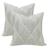 Slow Cow Embroidery Throw Pillow Covers Grey Diamonds Decor Accent Decorative Pillow Covers for Sofa