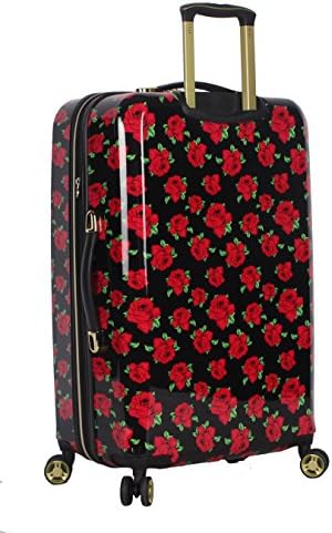 Betsey Johnson 캐리어 하드사이드 스피너 휠이 있는 3피스 세트 슈트케이스 (50.8cm(20인치) 66cm(26인치) 76.2cm(30인치)) (원 사이즈, 플라밍고 스트럿), 커버드 로즈, Bj0001 — 사진 3