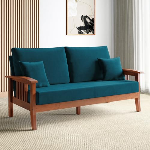 Image of Home Centre Abby Velvet 3-Seater Sofa with Cushions - Customized Furniture