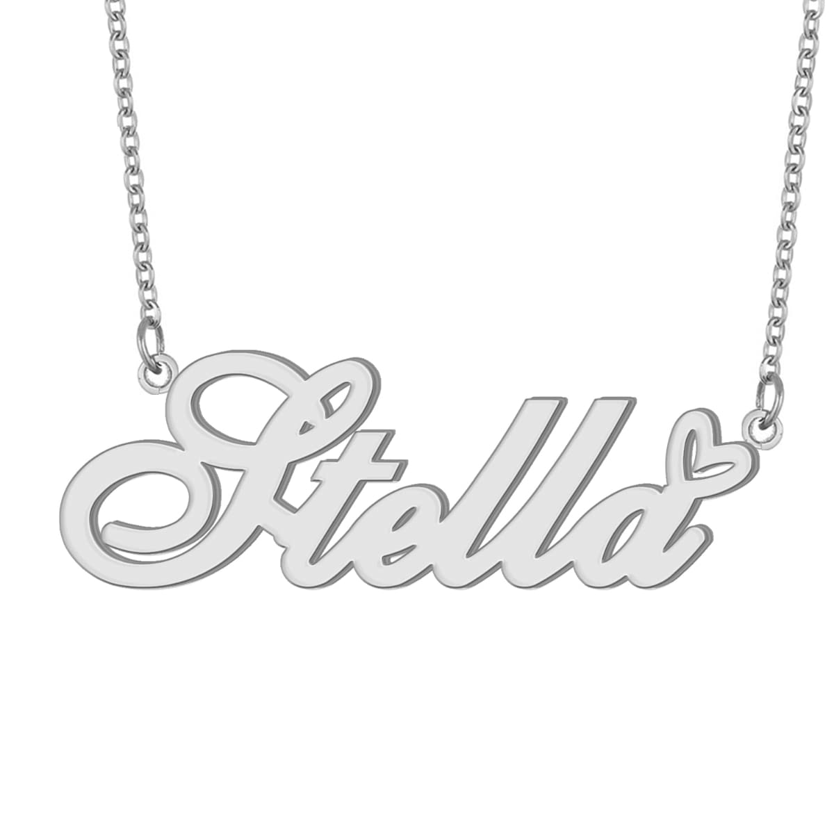 Personalized Name Necklaces 18K Gold Plated Cute Love Heart Name Pendant for Women Girls