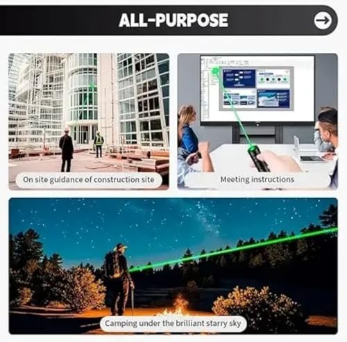 Image of High Power USB-Rechargeable Green Laser Pointer for Presentation, Teaching & Outdoor Use | Long Range Laser Pen for Astronomy, Office Meetings & Cat Play