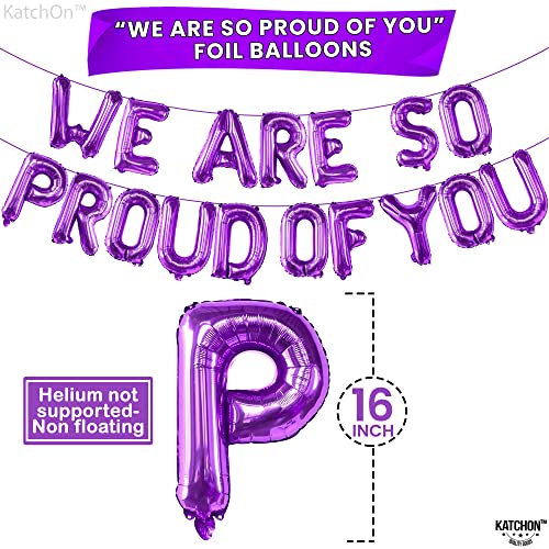 Image of We Are So Proud of You Balloons Banner - 16 Inch, Pack of 27 Graduation Decorations 2026 | Congratulations Banner with Latex Balloons for Purple Graduation Decorations Class of 2026 - KatchOn
