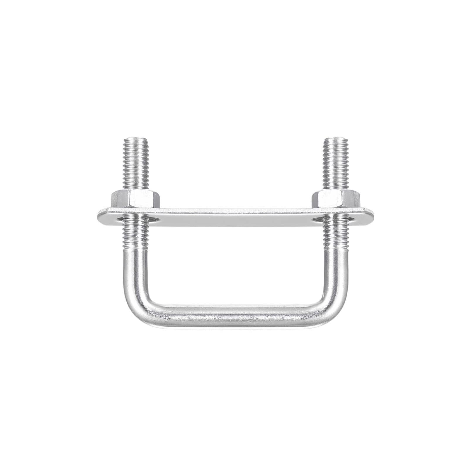 TOP-VIGOR M8 Square U-Bolts, 52mm Inner Width 50mm Length 304 Stainless Steel U-Bolts with Nut
