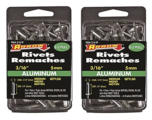 Set of 2 Arrow Fastener RMA3/16IP Medium Aluminum 3/16-Inch Rivets