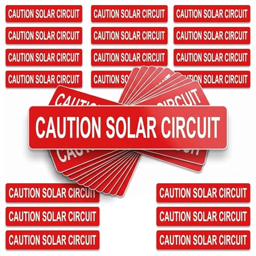 50 PCS PV Solar Safety Warning Labels, Caution Solar Circuit Stickers