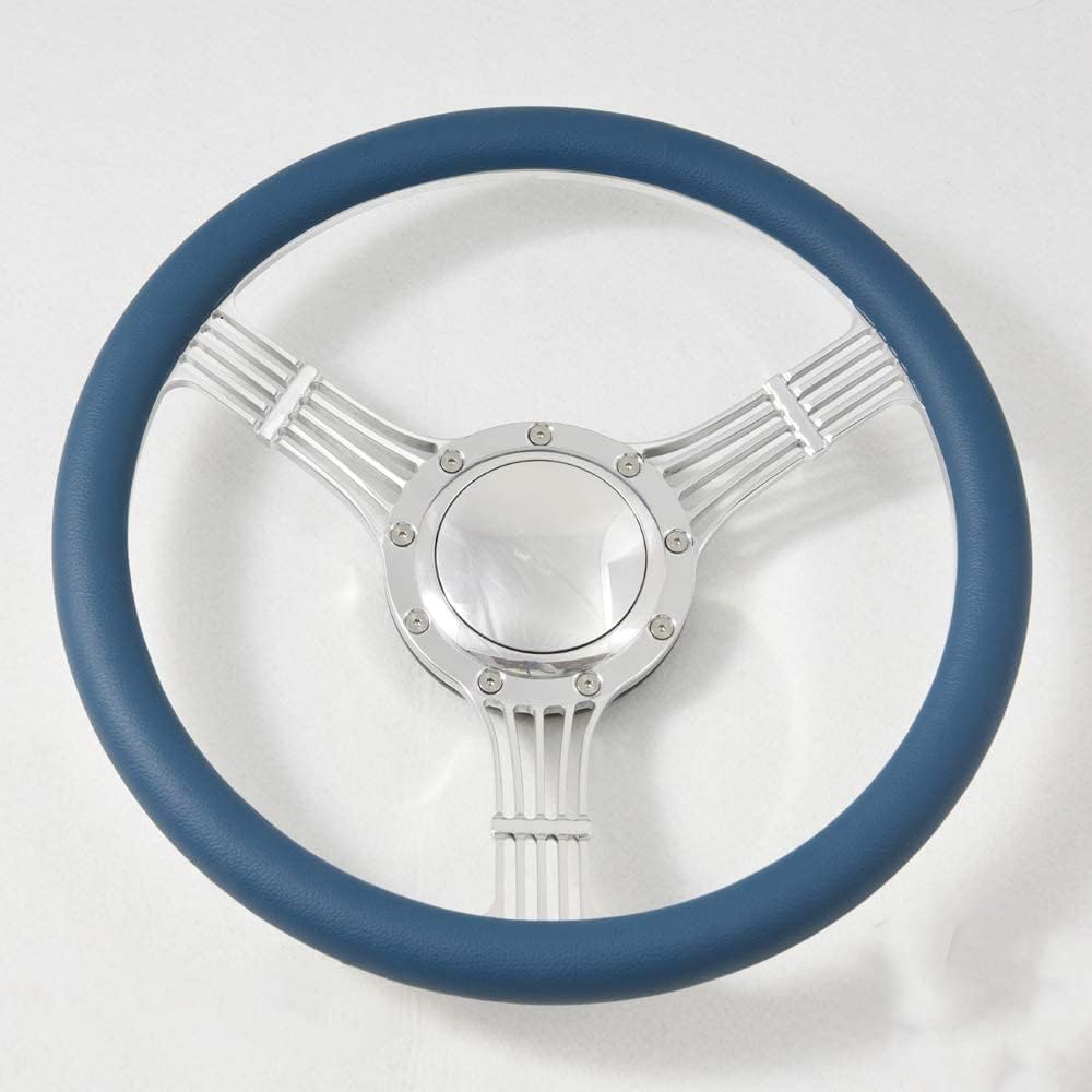 Flashpower 15.5'' Billet Half Wrap 9 Bolts Steering Wheel with 2'' Dish and Horn Button(Dark Grey)