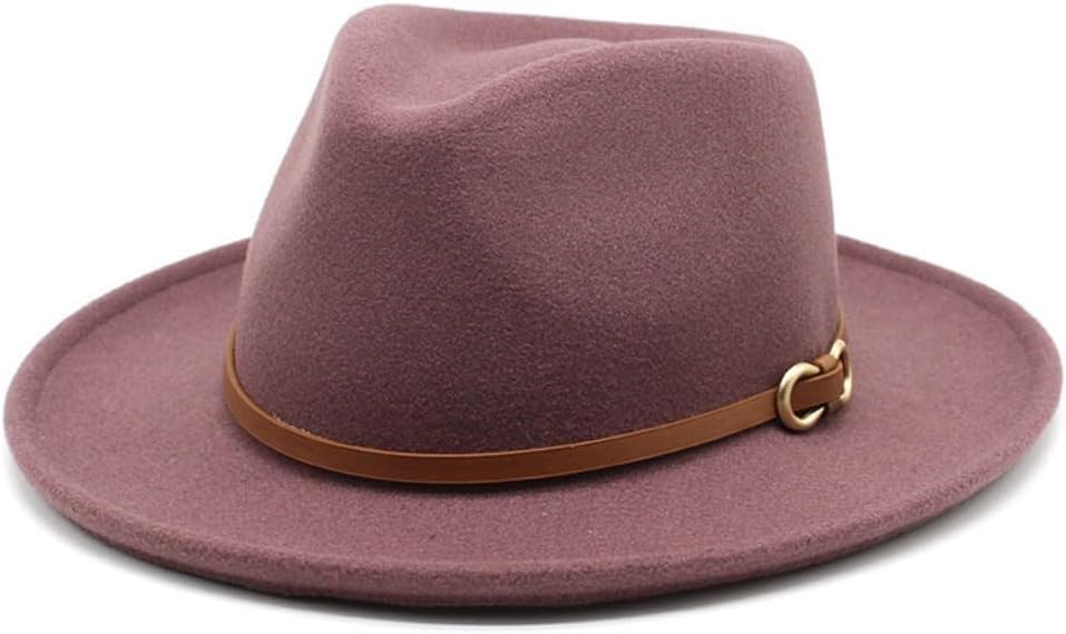Classic Wool Fedora Hat, Gray with Leather Band, Wide Brim, Western Style