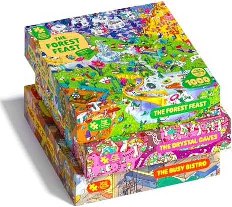 Magic Puzzles 3-Pack • Series Two • The Busy Bistro, The Crystal Caves & The Forest Feast • The Magic Puzzle 1000 Piece Jigsaw Puzzle